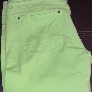 Neon green denim Capri pant
